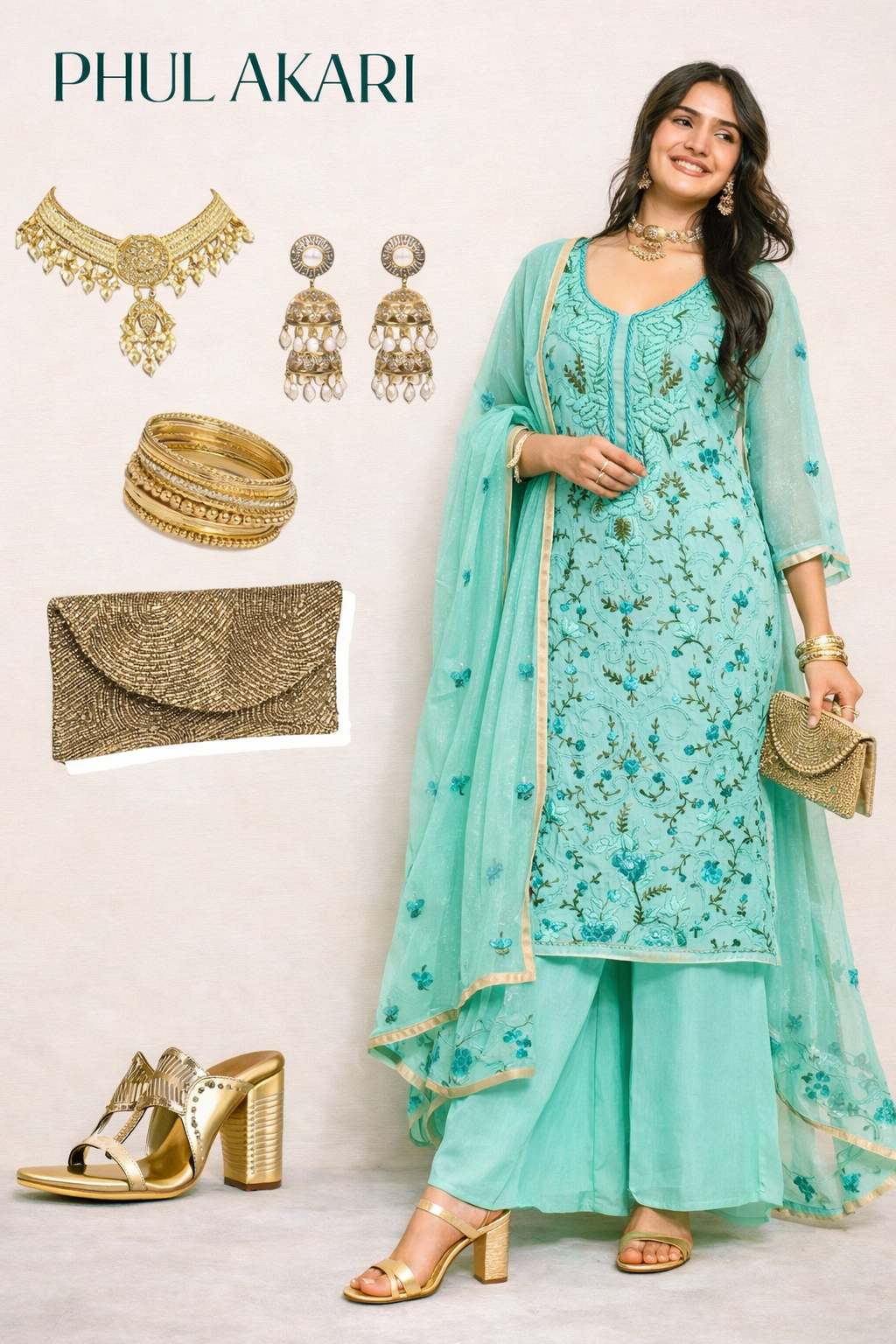 Green French knot suit