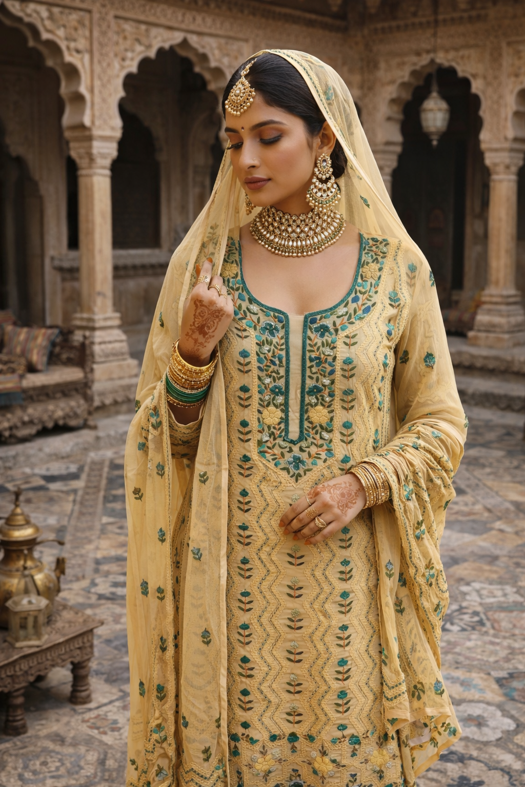 Beige French knot suit