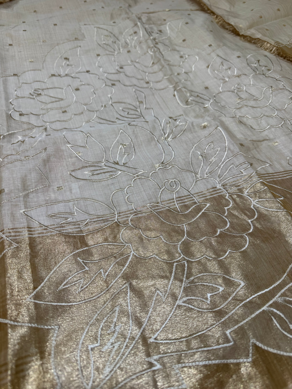 Beige Jamdani Patola suit