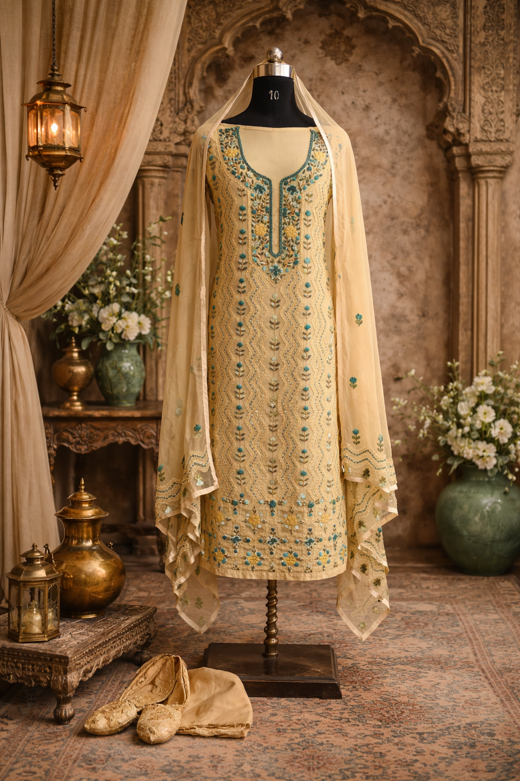 Beige French knot suit