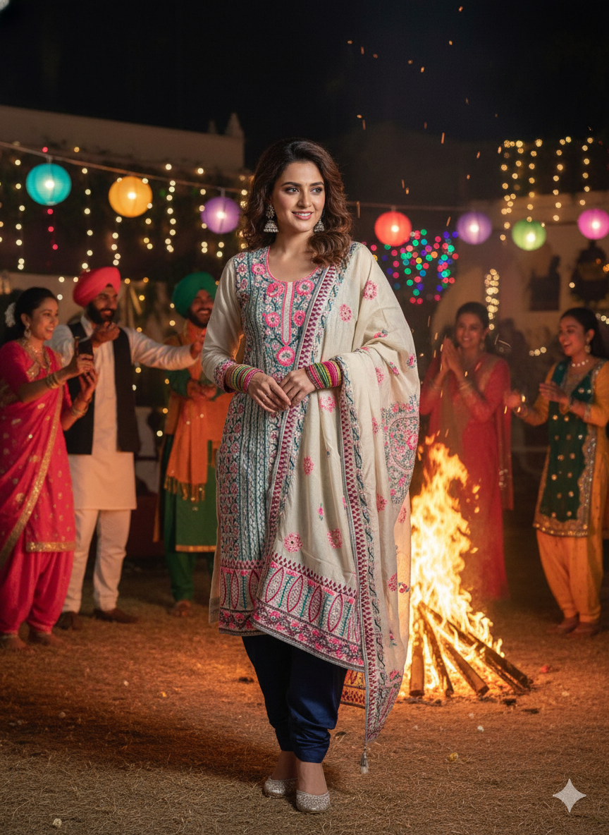 Unstitched Chanderi suit