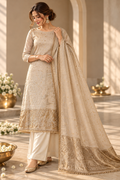 Beige Jamdani Patola suit