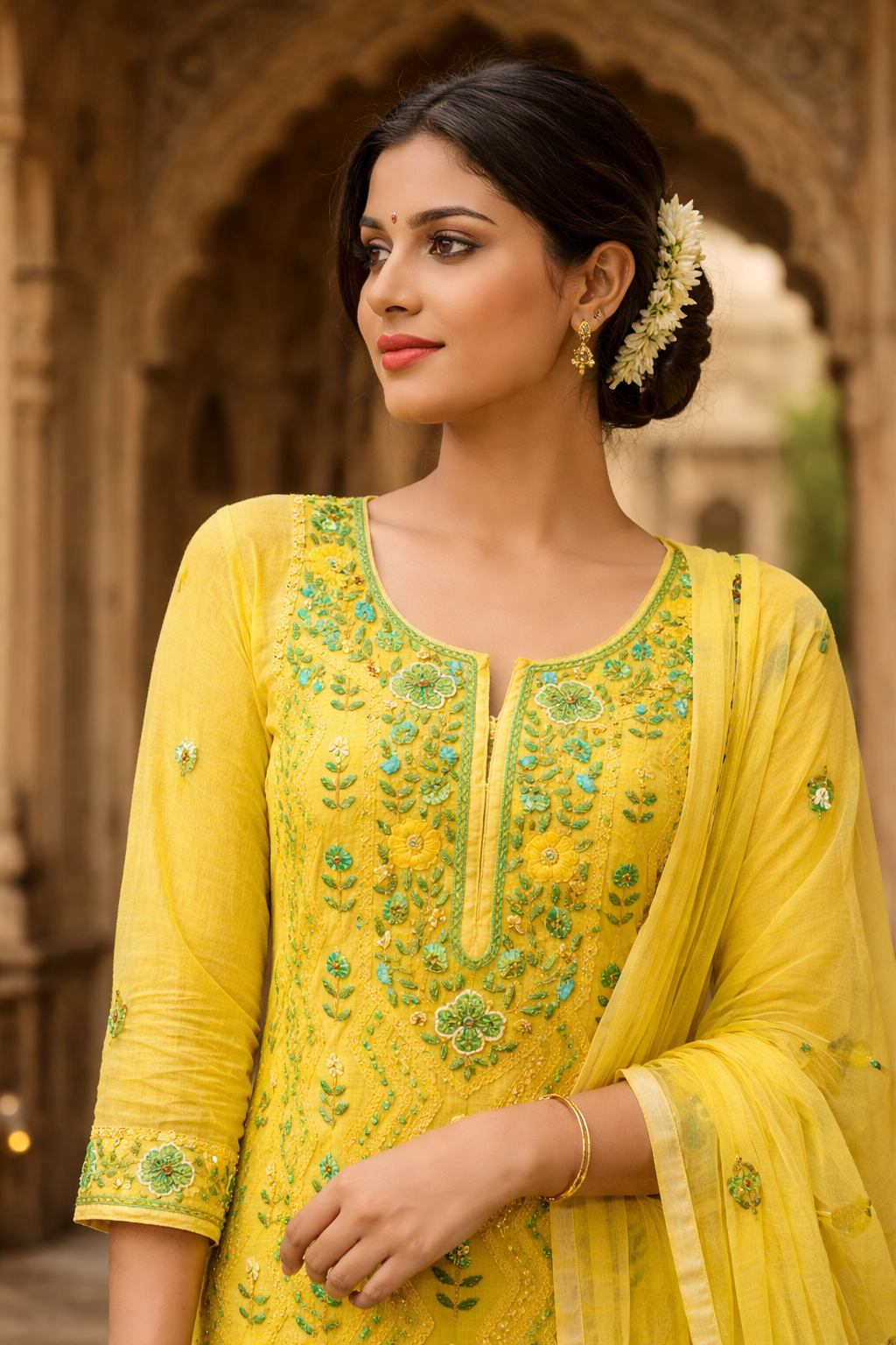 Yellow French knot suit