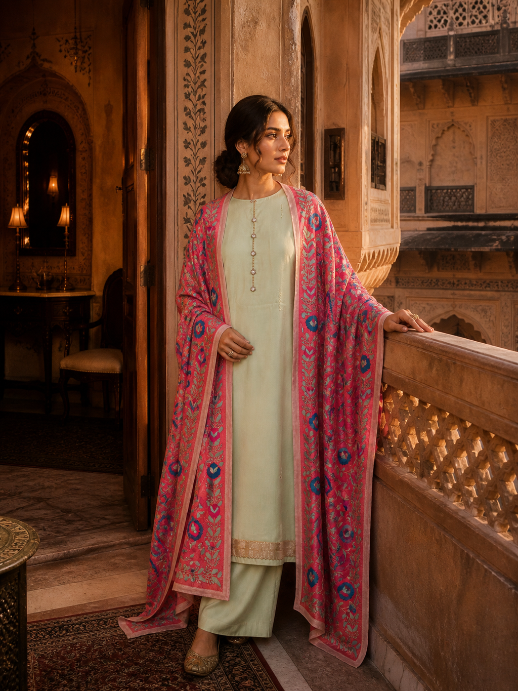 Pastel Green Kashmiri Suit