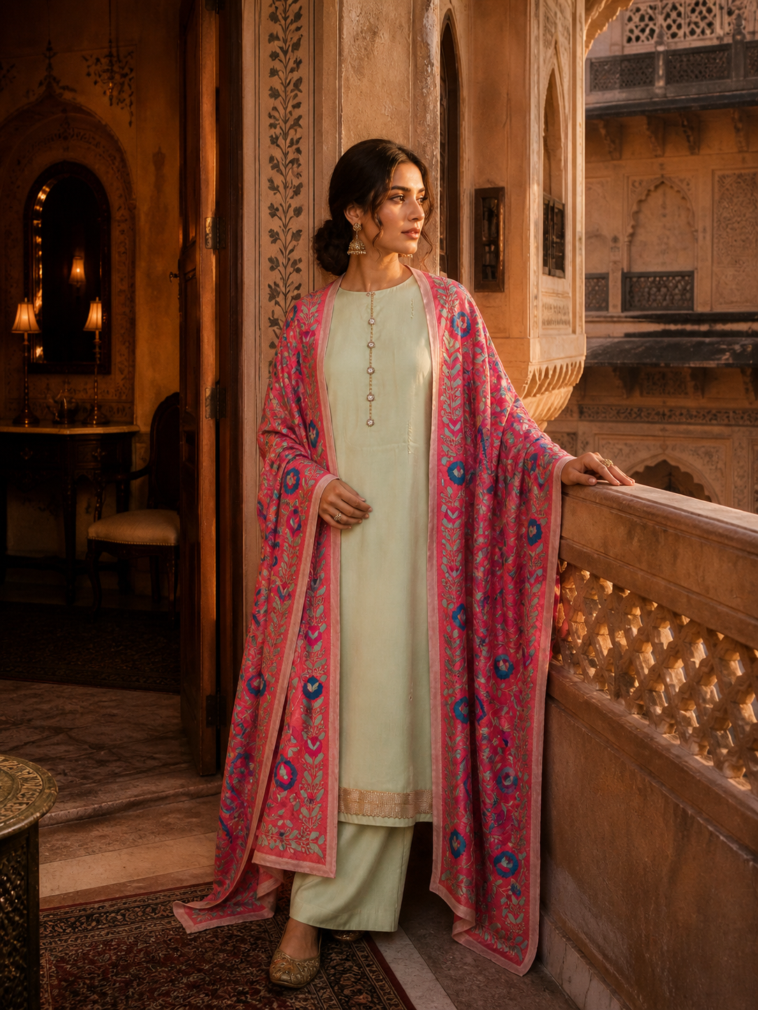 Pastel Green Kashmiri Suit