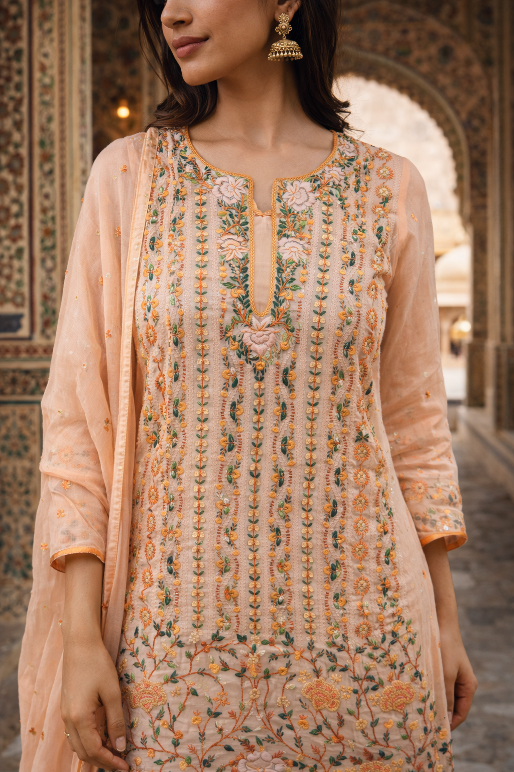 Peach French knot suit