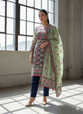 Green Unstitched Chanderi Suit