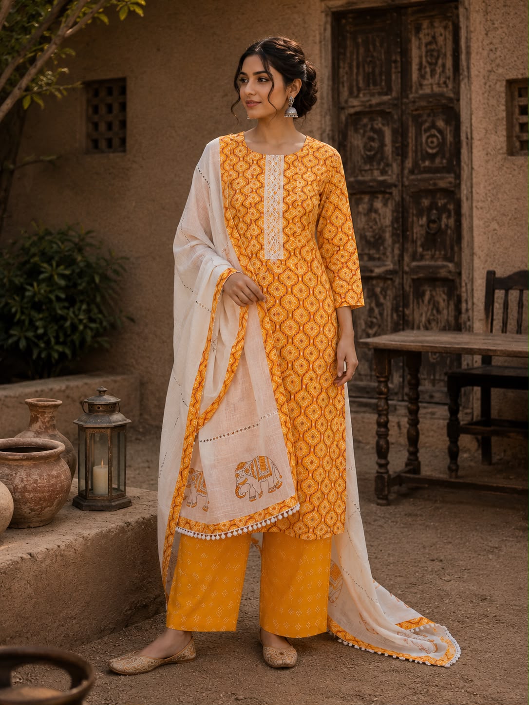 Yellow cotton suit