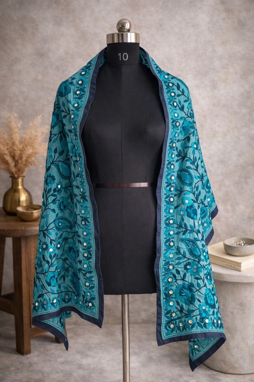 Blue Chanderi Stole