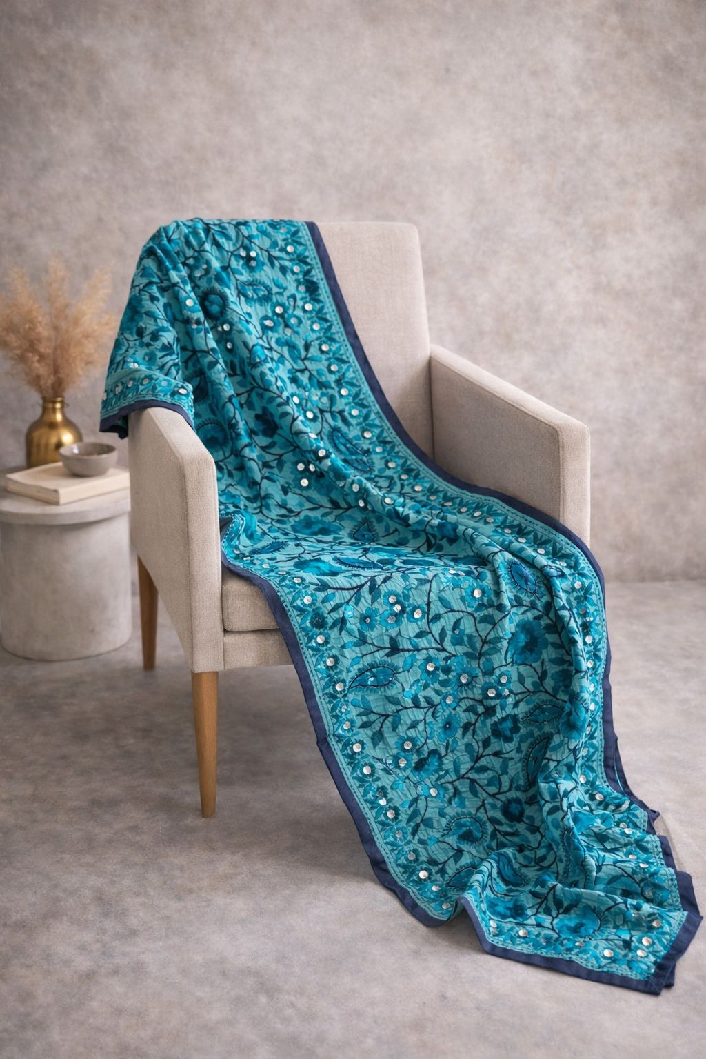 Blue Chanderi Stole