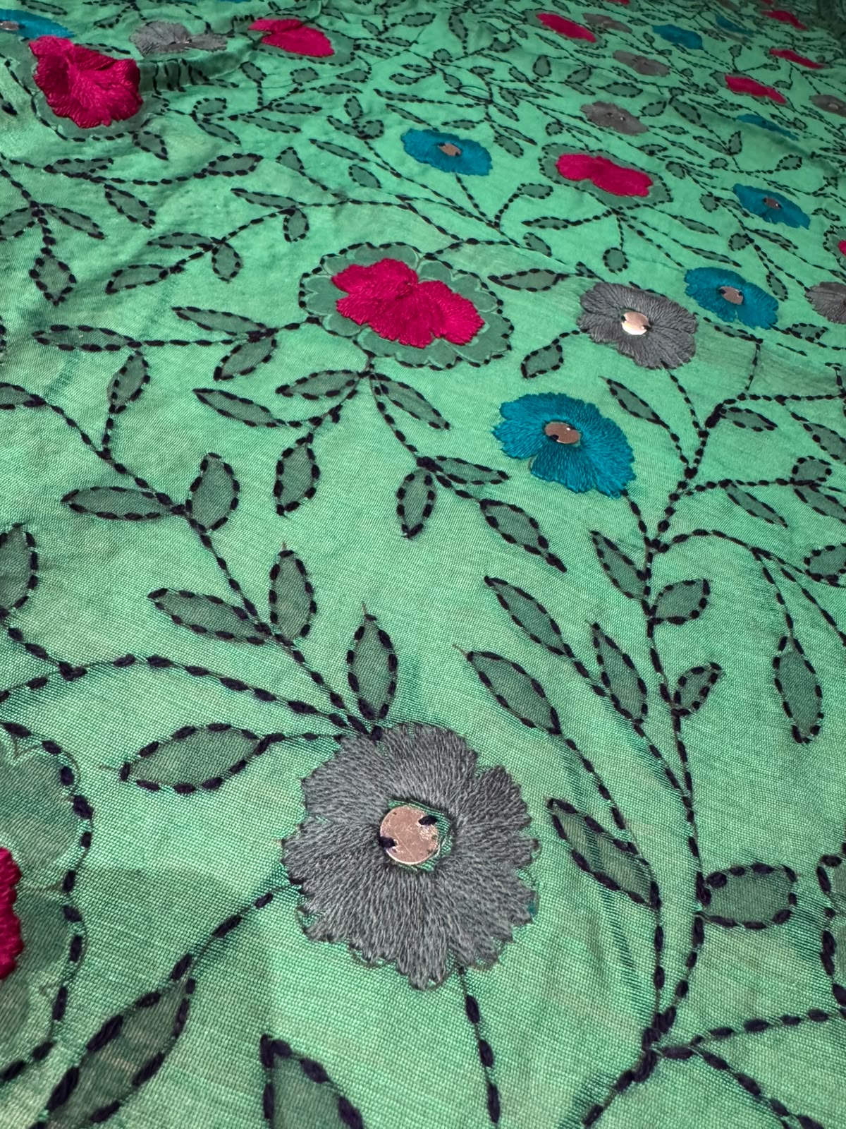 Green kalamkari dupatta