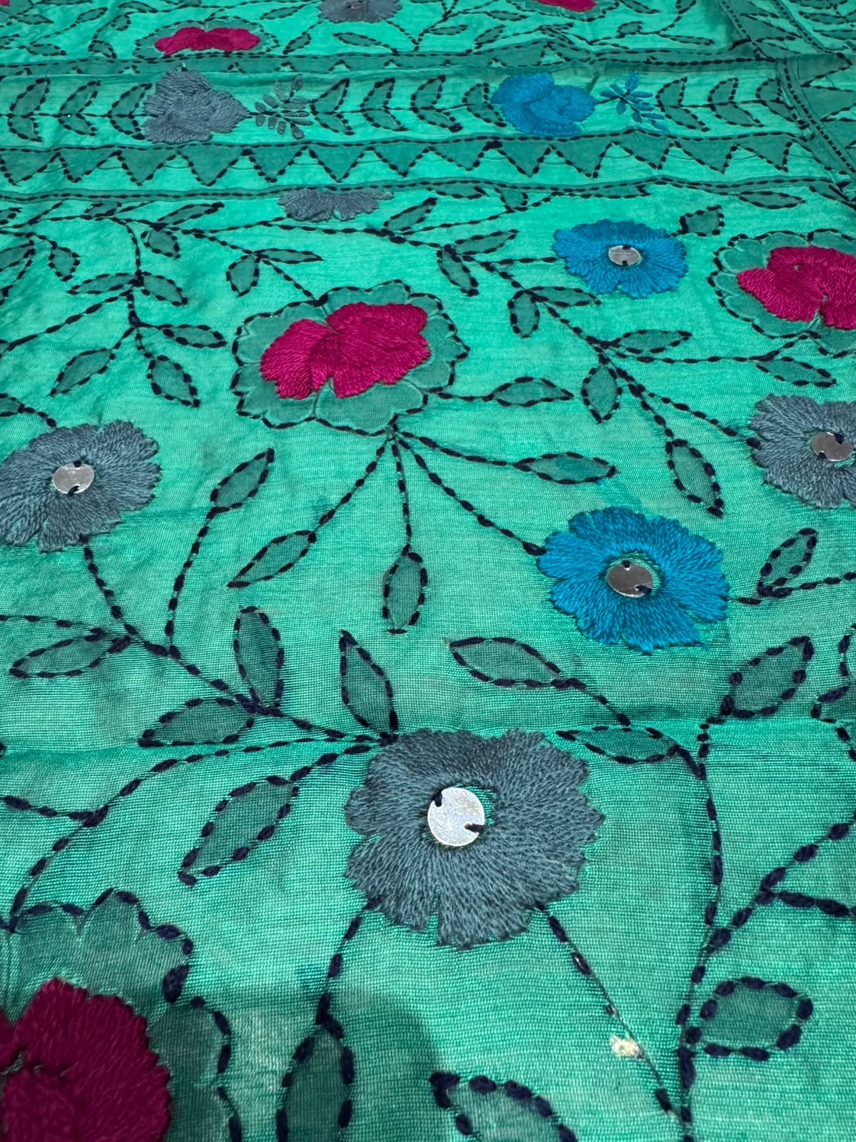 Green kalamkari dupatta