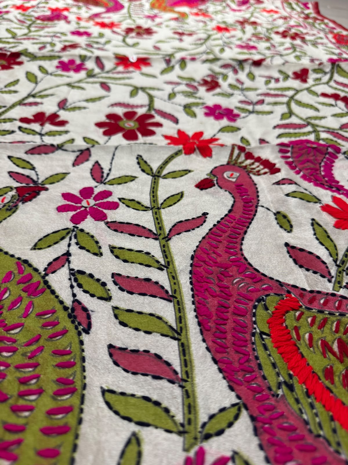White kalamkari dupatta