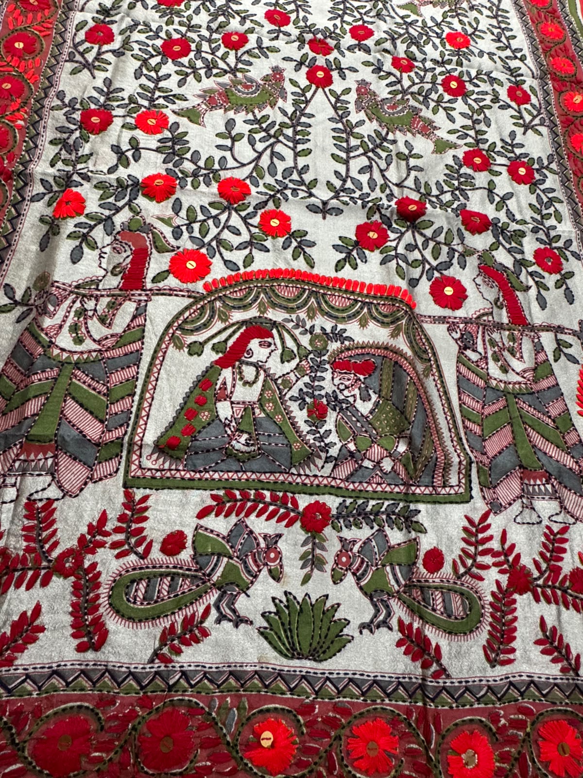 Grey kalamkari dupatta