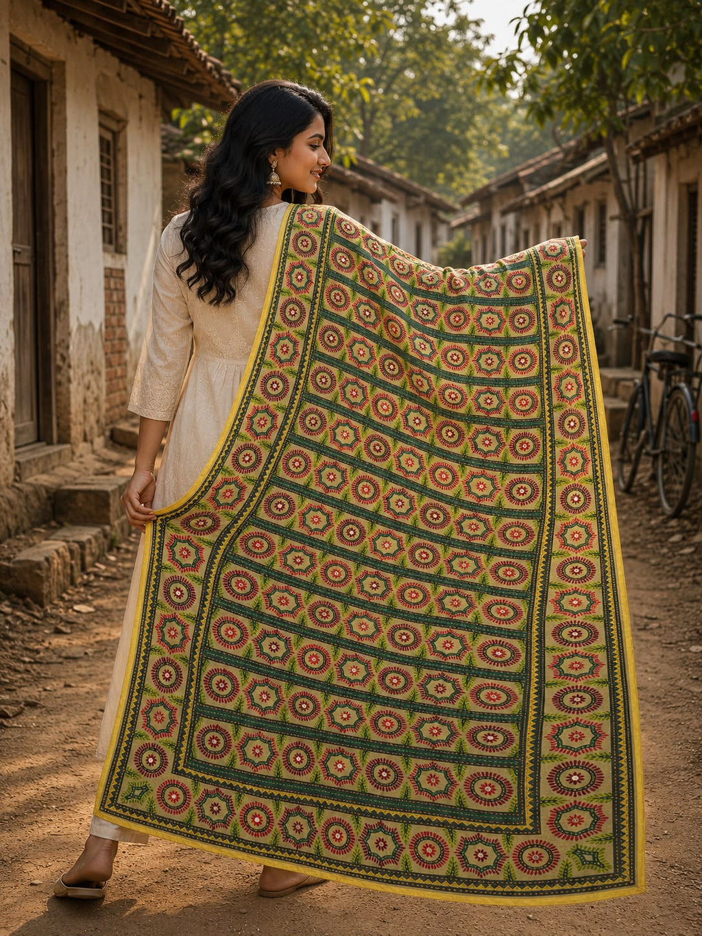 Multi Handcrafted kalamkari dupatta