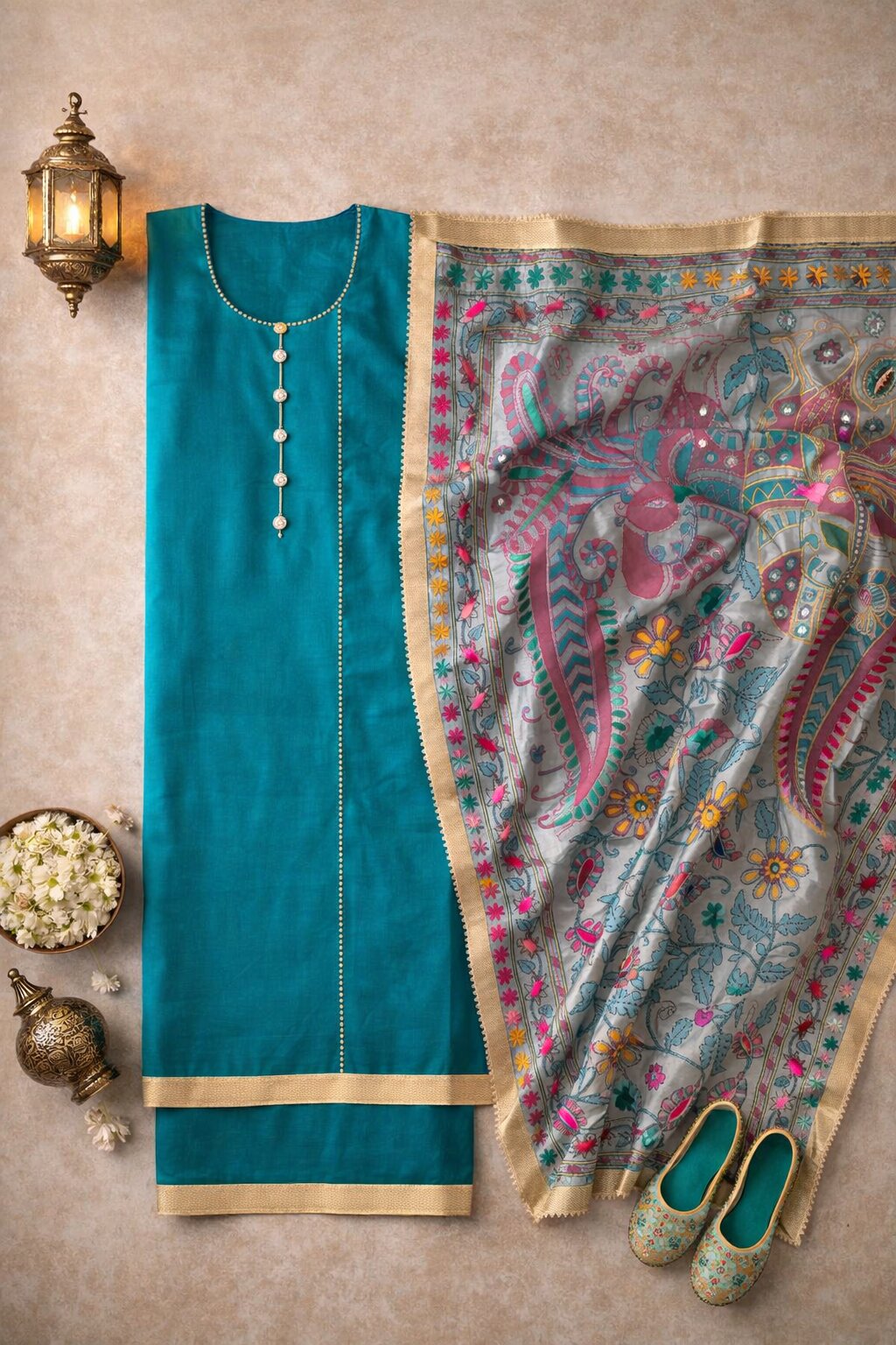 Turquoise Kalamkari