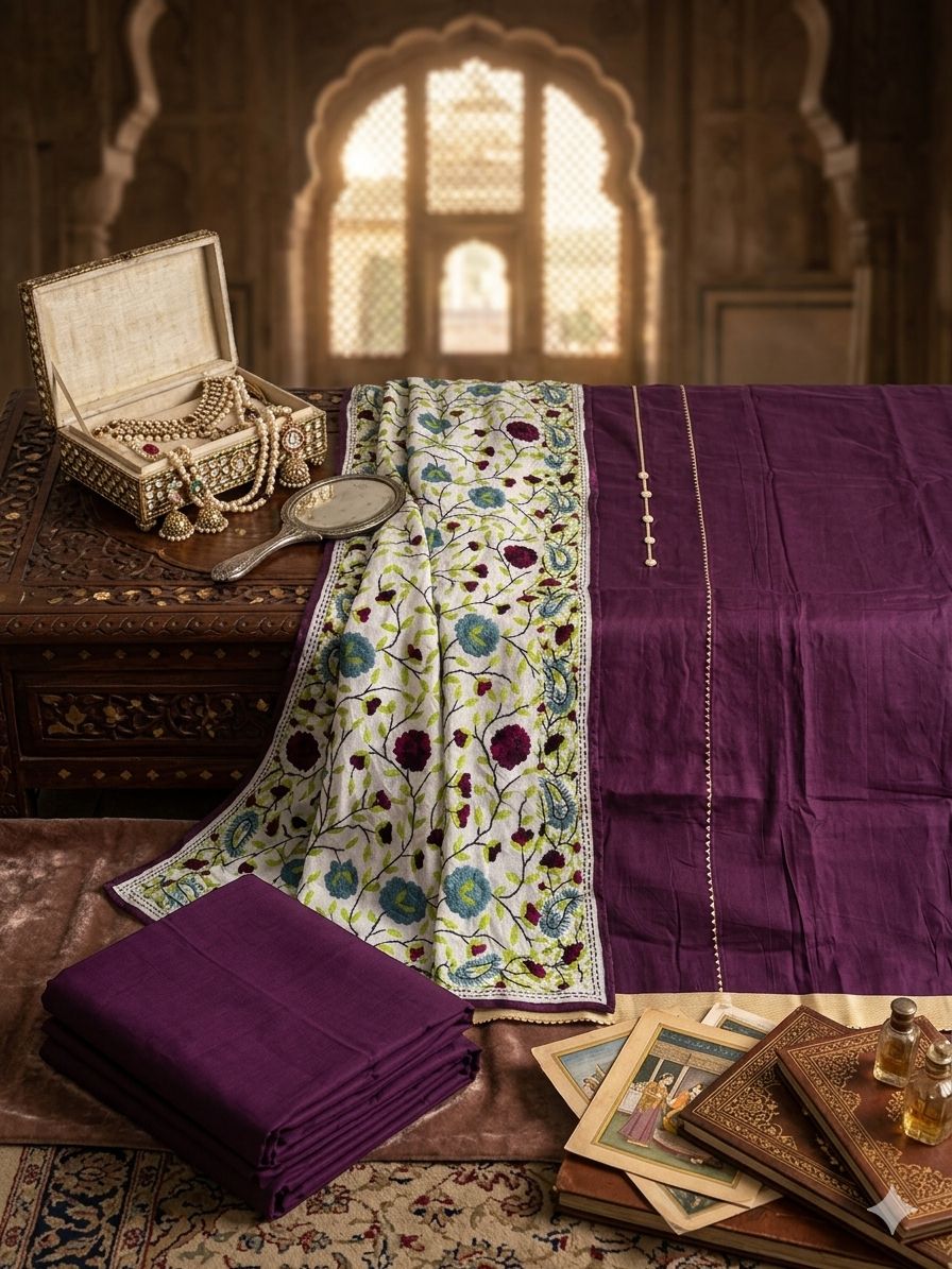 Purple Kashmiri Unstitched Suit
