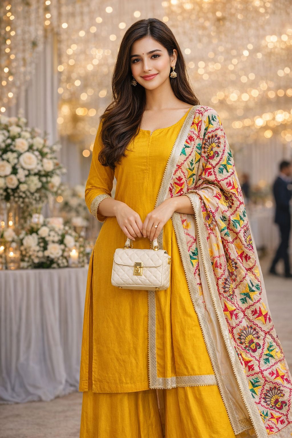Mustard Phulkari Unstitched Suit