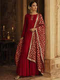 Maroon Unstitched Phulkari suit